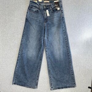 Levis Premium 728 High Rise Wide Leg Jeans 30 Blue NEW Vintage Stretch Denim